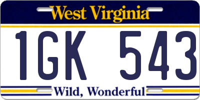 WV license plate 1GK543
