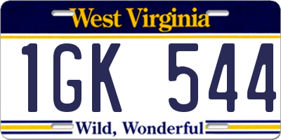 WV license plate 1GK544