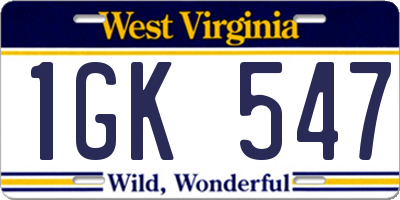WV license plate 1GK547
