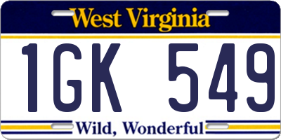 WV license plate 1GK549