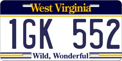 WV license plate 1GK552