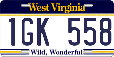 WV license plate 1GK558