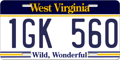 WV license plate 1GK560