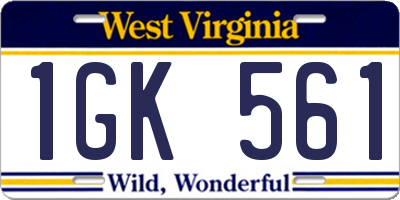 WV license plate 1GK561