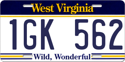 WV license plate 1GK562
