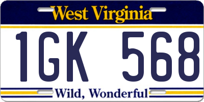 WV license plate 1GK568
