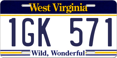 WV license plate 1GK571