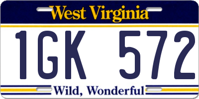 WV license plate 1GK572