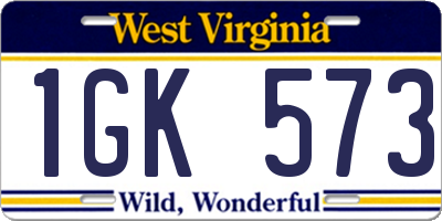 WV license plate 1GK573