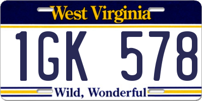WV license plate 1GK578