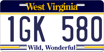 WV license plate 1GK580