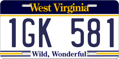 WV license plate 1GK581