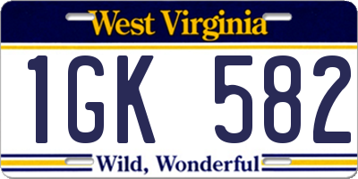 WV license plate 1GK582