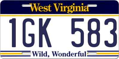 WV license plate 1GK583