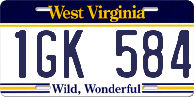 WV license plate 1GK584