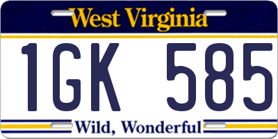 WV license plate 1GK585