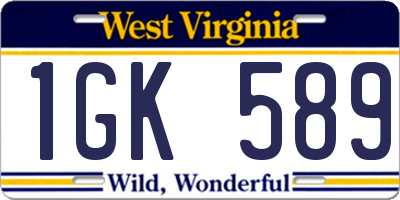 WV license plate 1GK589