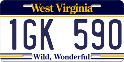 WV license plate 1GK590