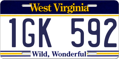 WV license plate 1GK592