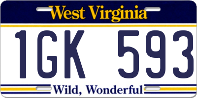 WV license plate 1GK593