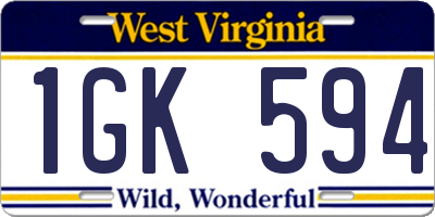 WV license plate 1GK594
