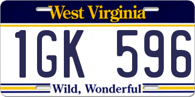 WV license plate 1GK596