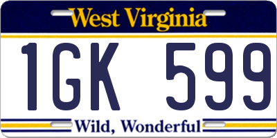 WV license plate 1GK599