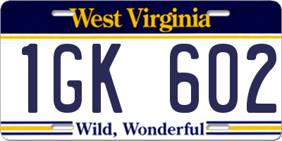 WV license plate 1GK602