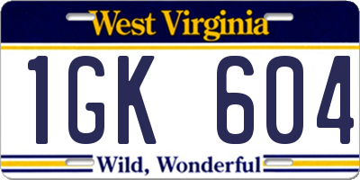 WV license plate 1GK604