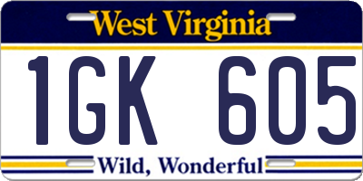 WV license plate 1GK605