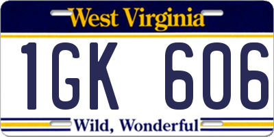 WV license plate 1GK606