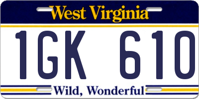 WV license plate 1GK610