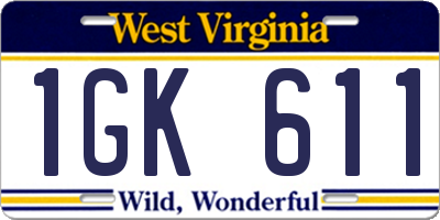 WV license plate 1GK611