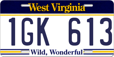 WV license plate 1GK613