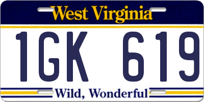 WV license plate 1GK619