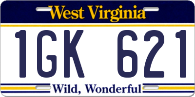 WV license plate 1GK621