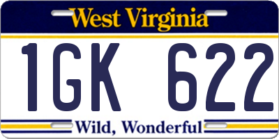 WV license plate 1GK622
