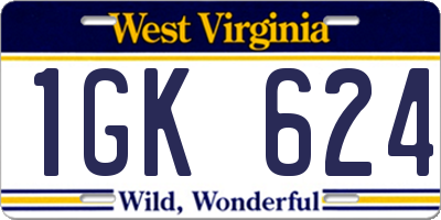 WV license plate 1GK624