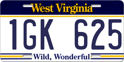 WV license plate 1GK625