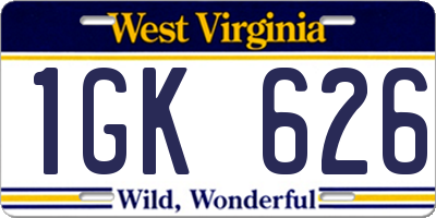 WV license plate 1GK626