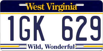 WV license plate 1GK629