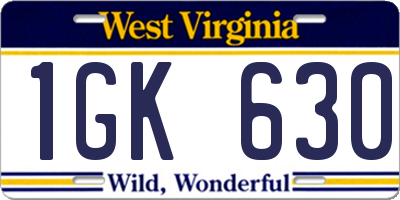 WV license plate 1GK630