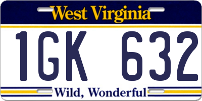 WV license plate 1GK632