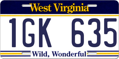WV license plate 1GK635