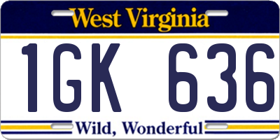 WV license plate 1GK636