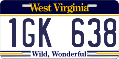 WV license plate 1GK638