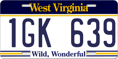 WV license plate 1GK639