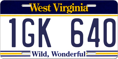 WV license plate 1GK640