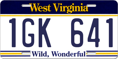 WV license plate 1GK641