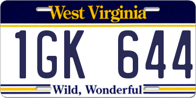 WV license plate 1GK644